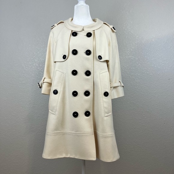 Burberry Jackets & Blazers - Burberry London Wool Cashmere Double Breasted 3/4 Sleeve Trench Peacoat Sz 6